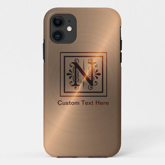 Rose Gold Monogram N Case-Mate iPhone Case (Back)