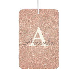 Rose Gold Monogram Name Car Air Freshener