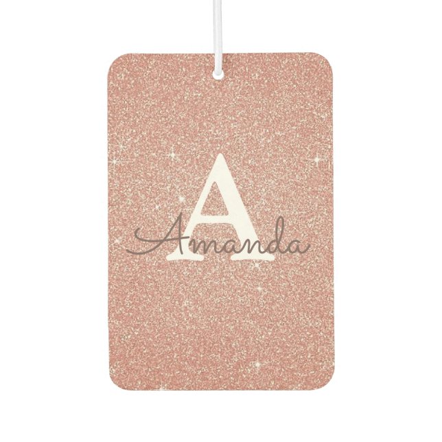 Rose Gold Monogram Name Car Air Freshener (Front)