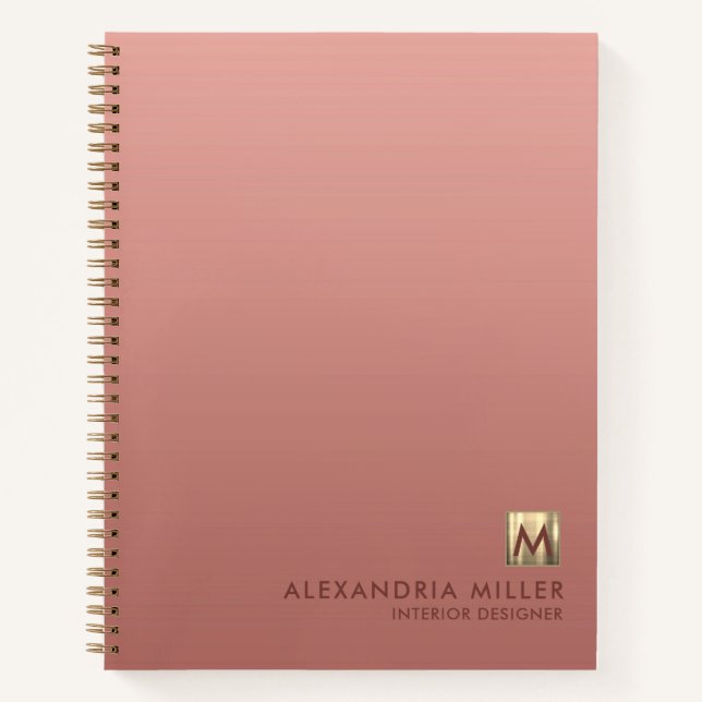 Rose Gold Monogram Notebook Personalized (Front)