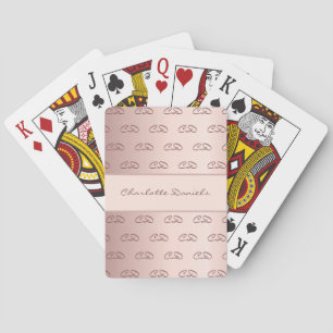 Rose gold monogram pattern initials name playing cards