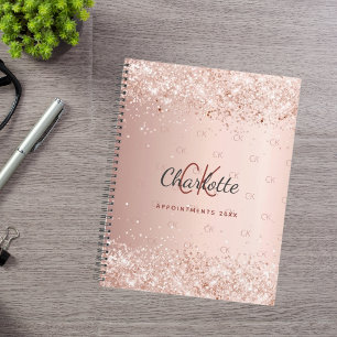 Rose gold monogram pink script 2026 planner
