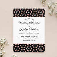 Rose Gold Monogram Poker Chip Casino Wedding
