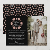 Rose Gold Monogram Poker Chip Casino Wedding