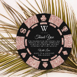 Rose Gold Monogram Poker Chip Casino Wedding Thank You Card<br><div class="desc">Say thank you in style with these trendy casino wedding thank you cards. The template photo & wording is easy to personalize and your family and friends will be thrilled when they receive these fabulous thank yous.</div>