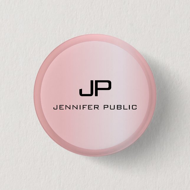 Rose Gold Monogram Template Elegant Modern 1 Inch Round Button (Front)
