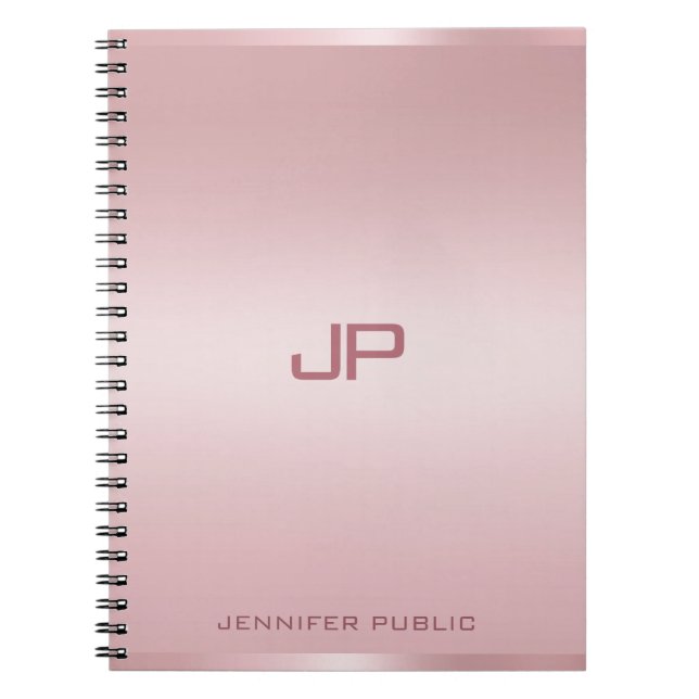 Rose Gold Monogram Template Personalized Classic Notebook (Front)