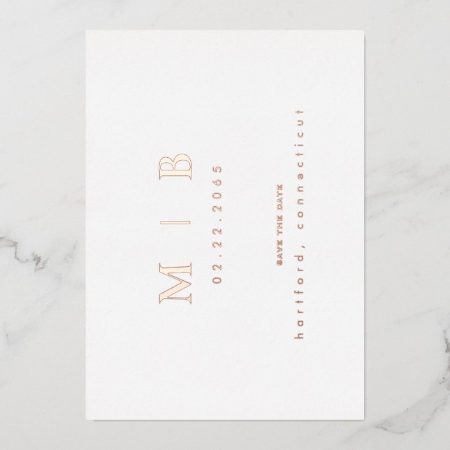 Rose Gold Monogram Wedding Save the Date (Front)