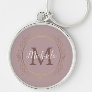 Rose Gold Monogrammed Elegant Modern Template Keychain