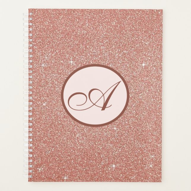Rose Gold Monogrammed Elegant Planner (Front)