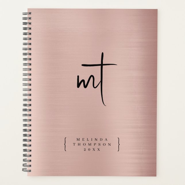 Rose Gold Monogrammed Initials Script Appointment Planner (Front)