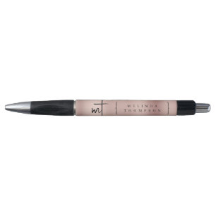 Rose Gold Monogrammed Initials Script Typography  Pen