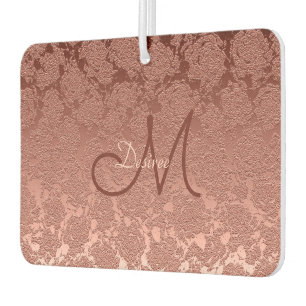 Rose Gold Monogrammed Letter Floral Modern Elegant Air Freshener