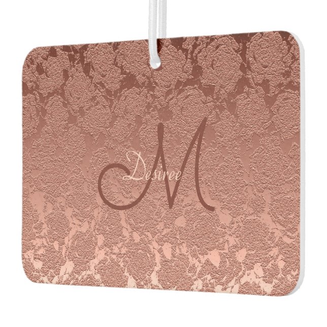 Rose Gold Monogrammed Letter Floral Modern Elegant Air Freshener (Left)