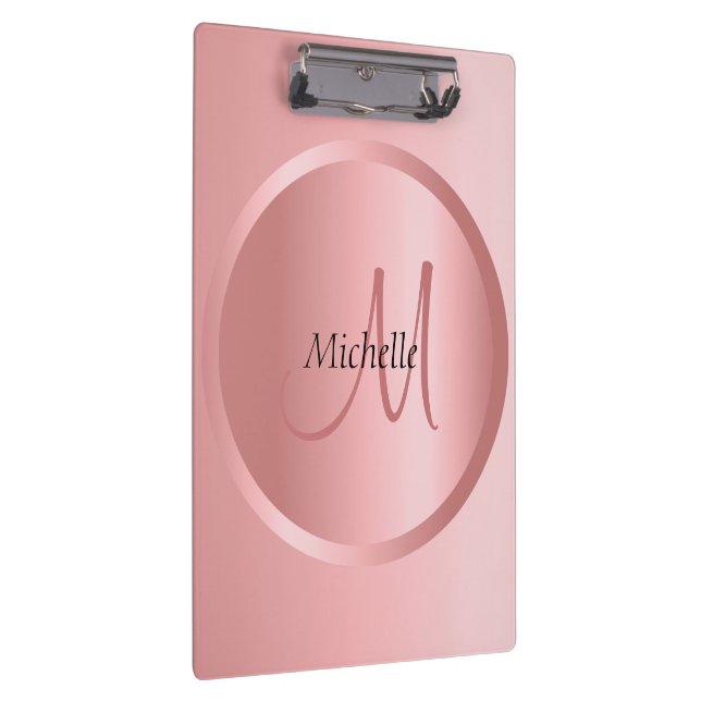 Rose Gold Monogrammed Modern Elegant Template Clipboard (Right)