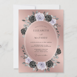 Rose Gold Moody Floral Wedding Invitation