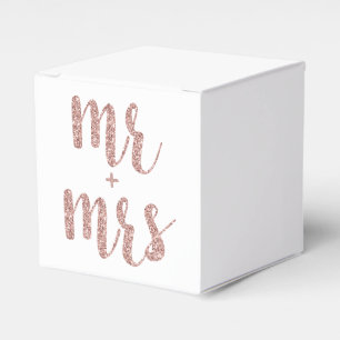 Rose gold Mr. & Mrs. favour boxes, glitter font Favor Box