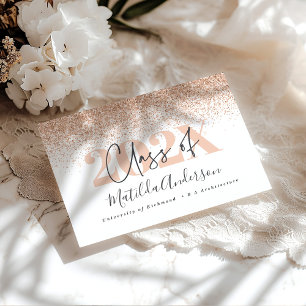 Rose gold multi photo graduation announcement