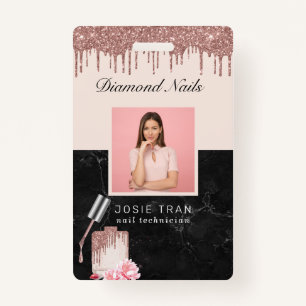 Rose Gold Nail Salon Employee Photo ID Badge