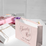 Rose gold name script 21st birthday large gift bag<br><div class="desc">Rose gold,  blush background. Twenty One written with a dark rose gold script.  Personalize and add a name and date.</div>