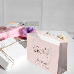 Rose gold name script 40th birthday large gift bag<br><div class="desc">Rose gold,  blush background. Forty is written with a dark rose gold script.  Personalize and add a name and date.</div>