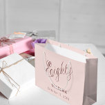 Rose gold name script 80th birthday large gift bag<br><div class="desc">Rose gold,  blush background. Eighty is written with a dark rose gold script.  Personalize and add a name and date.</div>