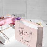 Rose gold name script Sweet 16 Large Gift Bag<br><div class="desc">Rose gold,  blush background. Sixteen written with a dark rose gold script.  Personalize and add a name and date.</div>