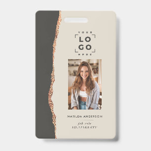 Rose gold natural black modern girly elegant badge