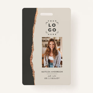 Rose gold natural black modern girly elegant badge