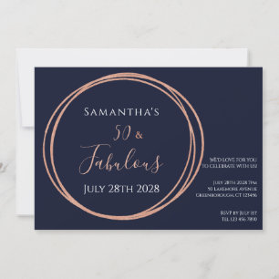 Rose Gold Navy 50e anniversaire de fête Invitation