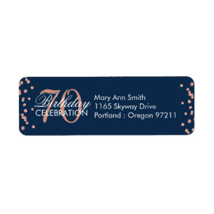 Rose Gold Navy Blue 70e anniversaire Parties scint