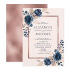 Rose Gold Navy Blue Dusty Pink Floral Wedding