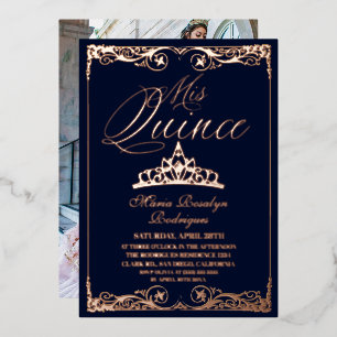 Rose Gold & Navy Blue Elegant Quinceanera Photo
