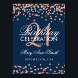 Rose Gold Navy Blue Glitter Confetti 21st Birthday Poster<br><div class="desc">Elegant 21st Birthday Rose Gold Faux Glitter Confetti Navy Blue banner template.</div>