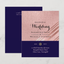 Rose Gold Navy Blue Glitter Foil Look WEDDING