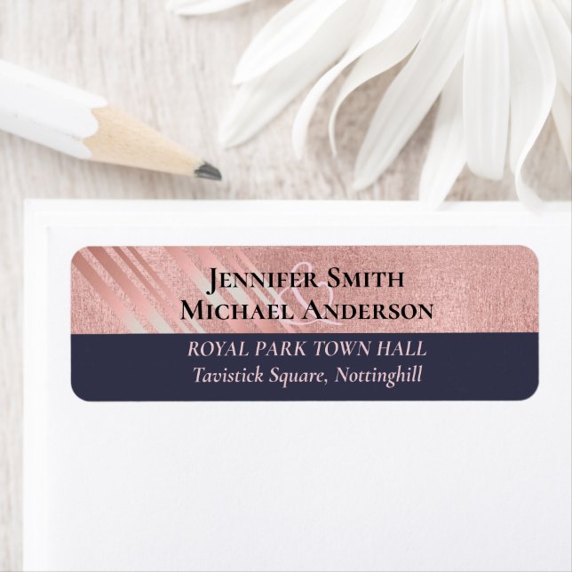Rose Gold Navy Blue Glitter Foil Look WEDDING (Insitu)