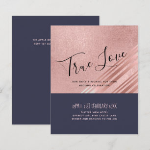 Rose Gold Navy Blue Glitter Foil Look WEDDING
