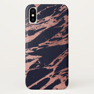 Rose Gold Navy Blue Modern Chic Marble Pattern Case-Mate iPhone Case