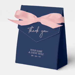 Rose gold Navy Brush Script Party Thank you Favour Favor Box