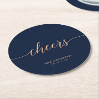 Rose gold & Navy Elegant Lettering Cheers Party