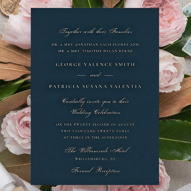 Rose Gold Navy Formal Calligraphy Elegant Wedding (Creator Uploaded)
