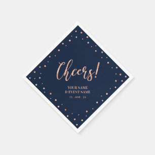 Rose Gold & Navy Modern Lettering Cheers Birthday Napkin