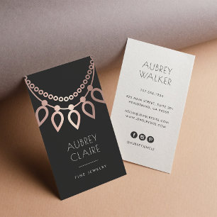 Rose Gold Necklace Logo   Jewellery Designer Business Card