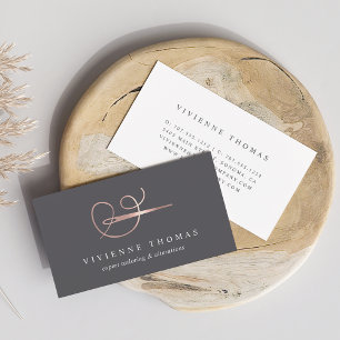 Rose Gold Needle & Thread   Seamstress or Tailor Business Card