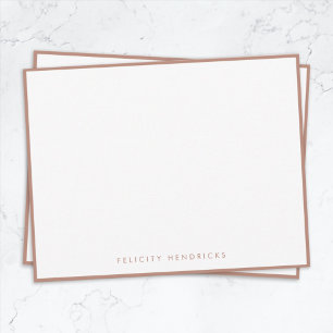 Rose Gold Note Card   Modern Elegant Luxe Notecard