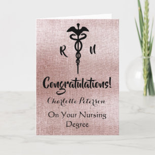 Rose Gold Nurse Graduation Carte de félicitations