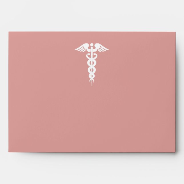 Rose Gold Nurse Graduation Medical Caduceus Envelope (Front)