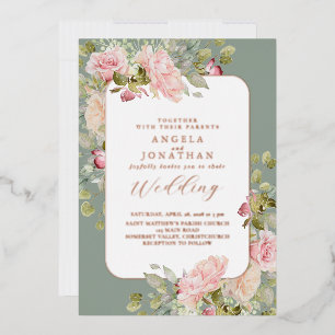Rose Gold Olive Green Floral Wedding