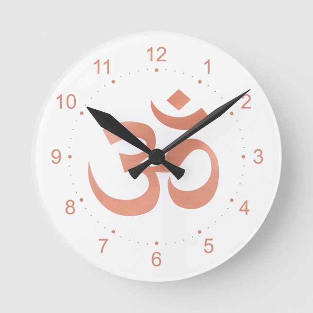 Rose Gold Om Symbol Round Clock (Front)