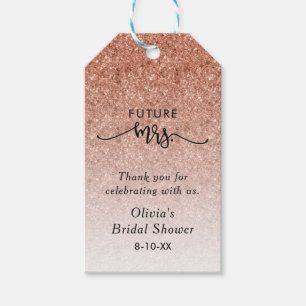 Rose Gold Ombre Glitter Bridal Shower Paper Tag